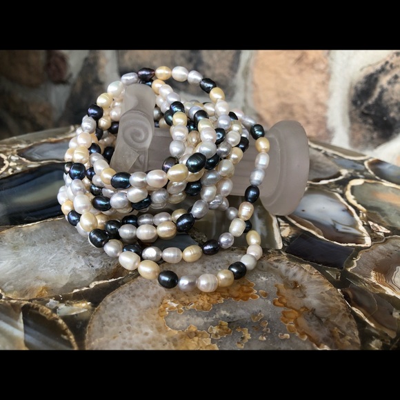 Multi Color Strand Freshwater Pearl Necklace 100" - Picture 8 of 11